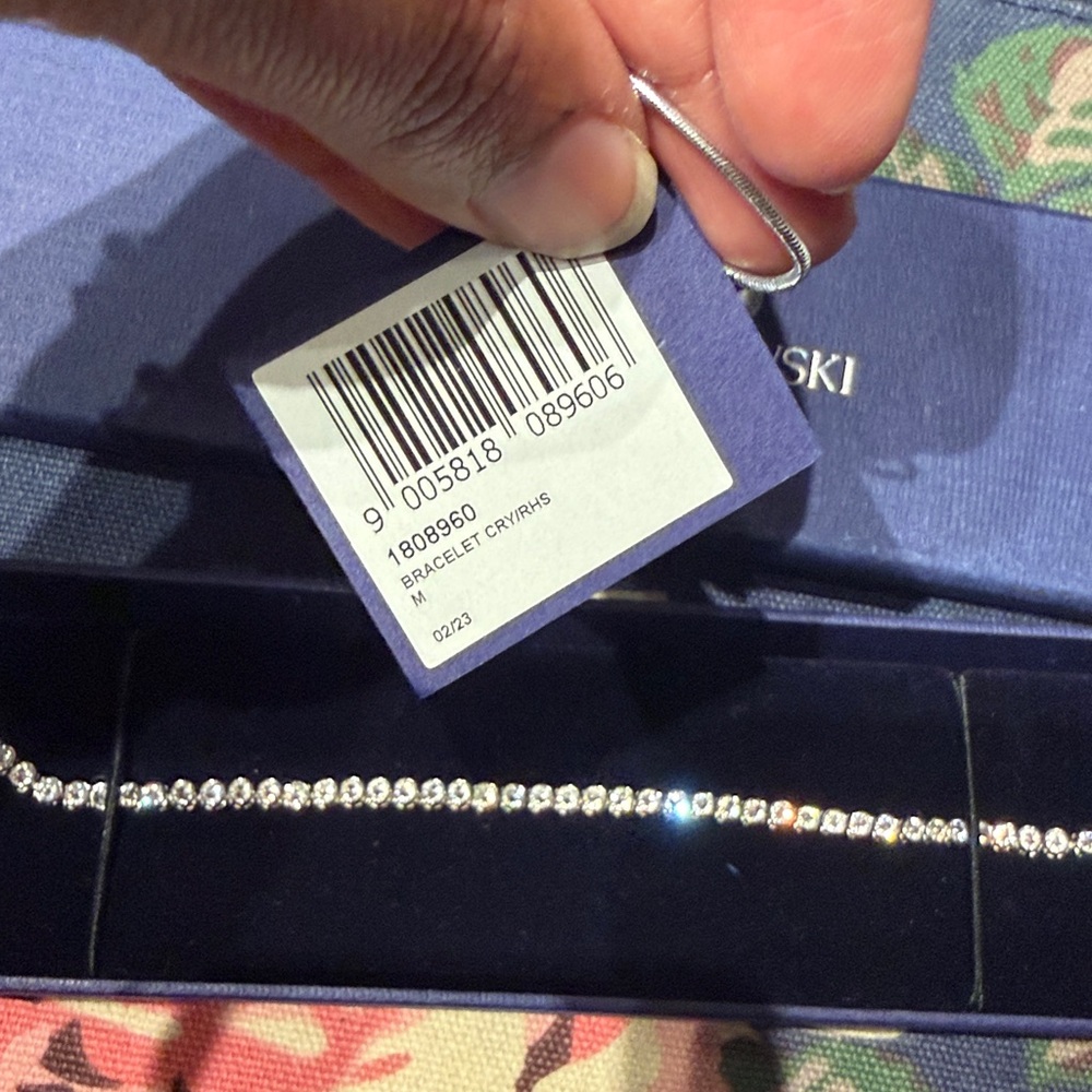 Swarovski Silver Matrix Tennis Bracelet Round Cut Rhodium Plated - Picture 3 of 5
